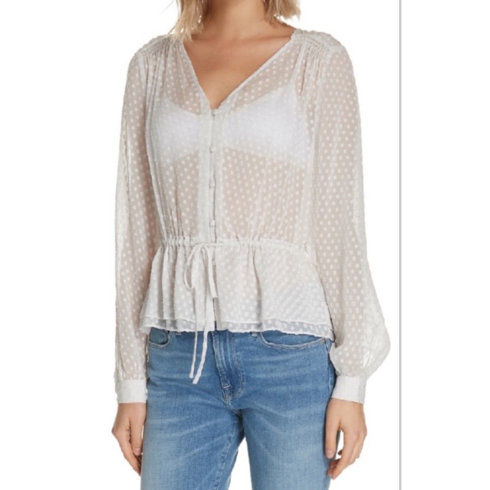 FRAME Silk blend polka dot textured Blouse!